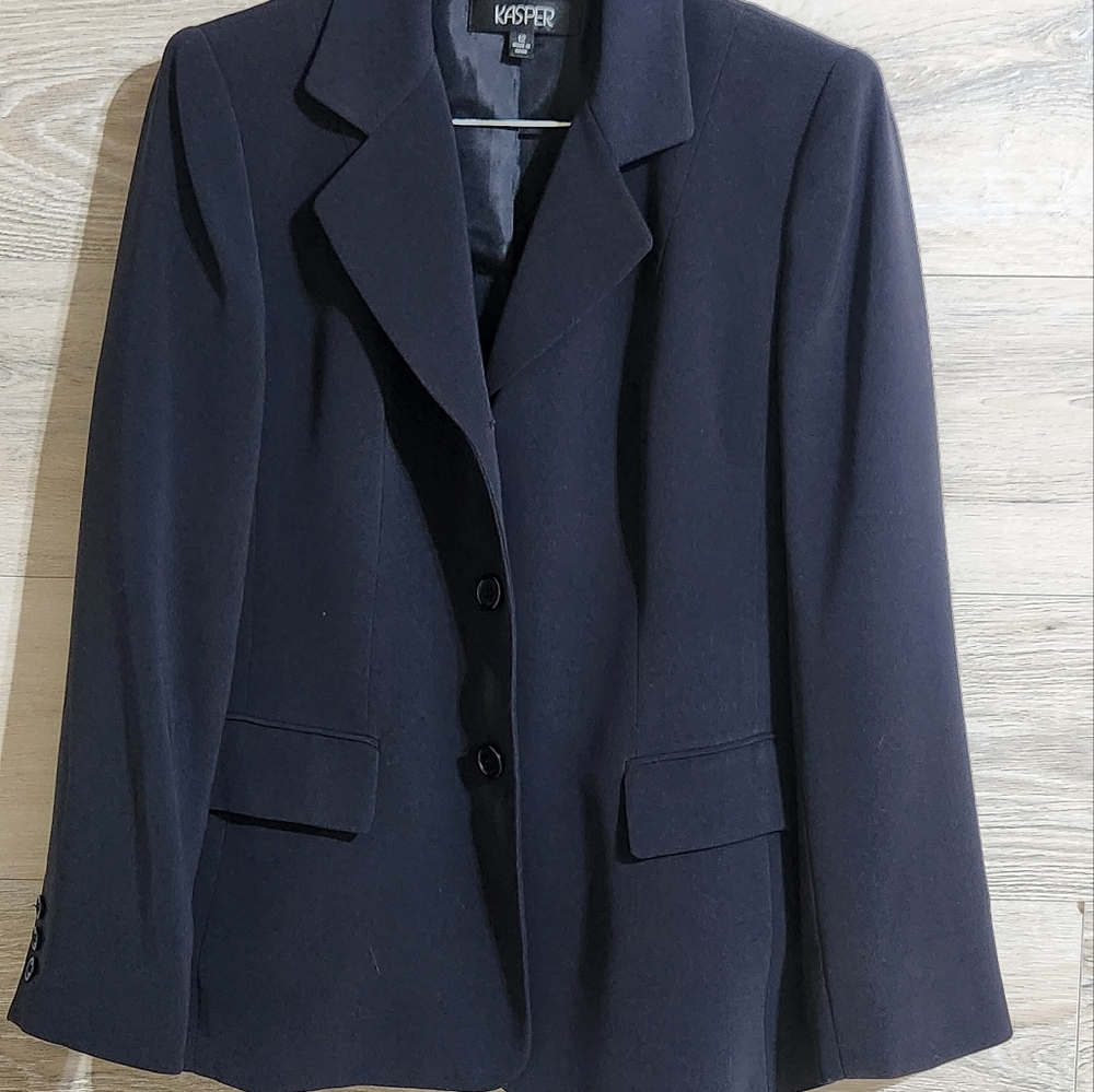 2-Piece Business Suit Kasper Women's Navy Blazer & Pants Set